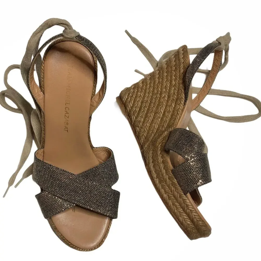 Jean-Michel Cazabat metallic espadrille wedge